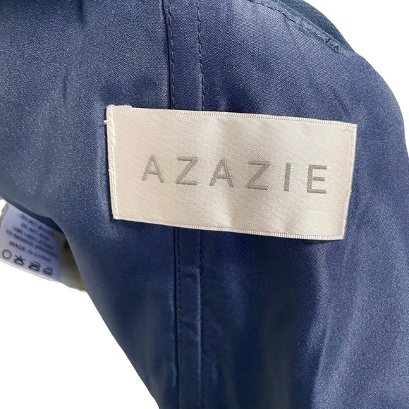 Azazie Navy Kaleigh A-Line Pleated Chiffon Maxi Dress - Picture 5 of 8